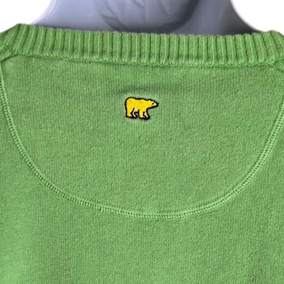 Jack Nicklaus Mens Sweater Large Green V‎ Neck Cotton Knit Pullover Golden Bear - Picture 7 of 8